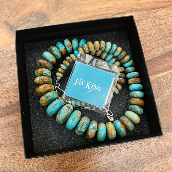 Jay King Boulder Turquoise Rondelle Bead & Sterling Silver Necklace - Picture 7 of 12